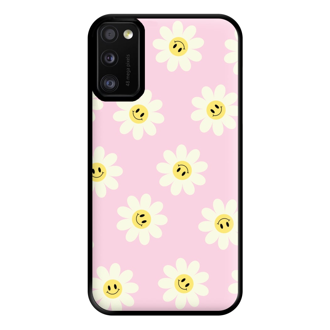 Pastel Pink Smiley Daisies Pattern Phone Case for Galaxy A41