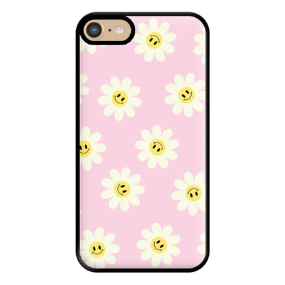 Pastel Pink Smiley Daisies Pattern Phone Case for iPhone 6 / 7 / 8 / SE
