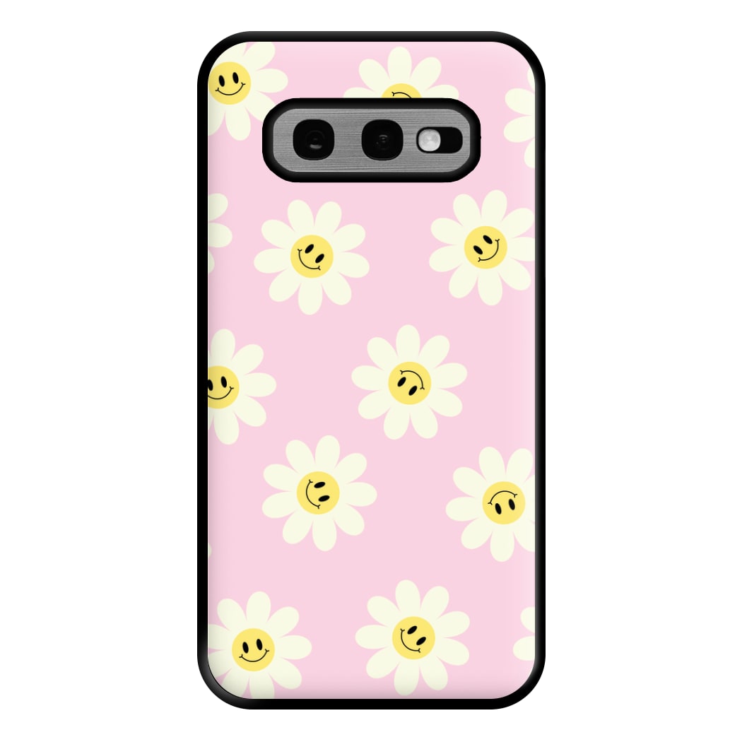 Pastel Pink Smiley Daisies Pattern Phone Case for Galaxy S10e