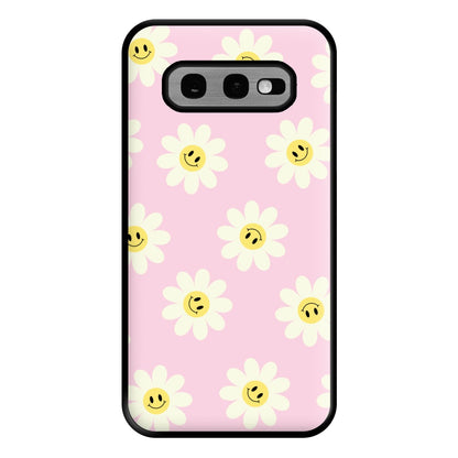 Pastel Pink Smiley Daisies Pattern Phone Case for Galaxy S10e