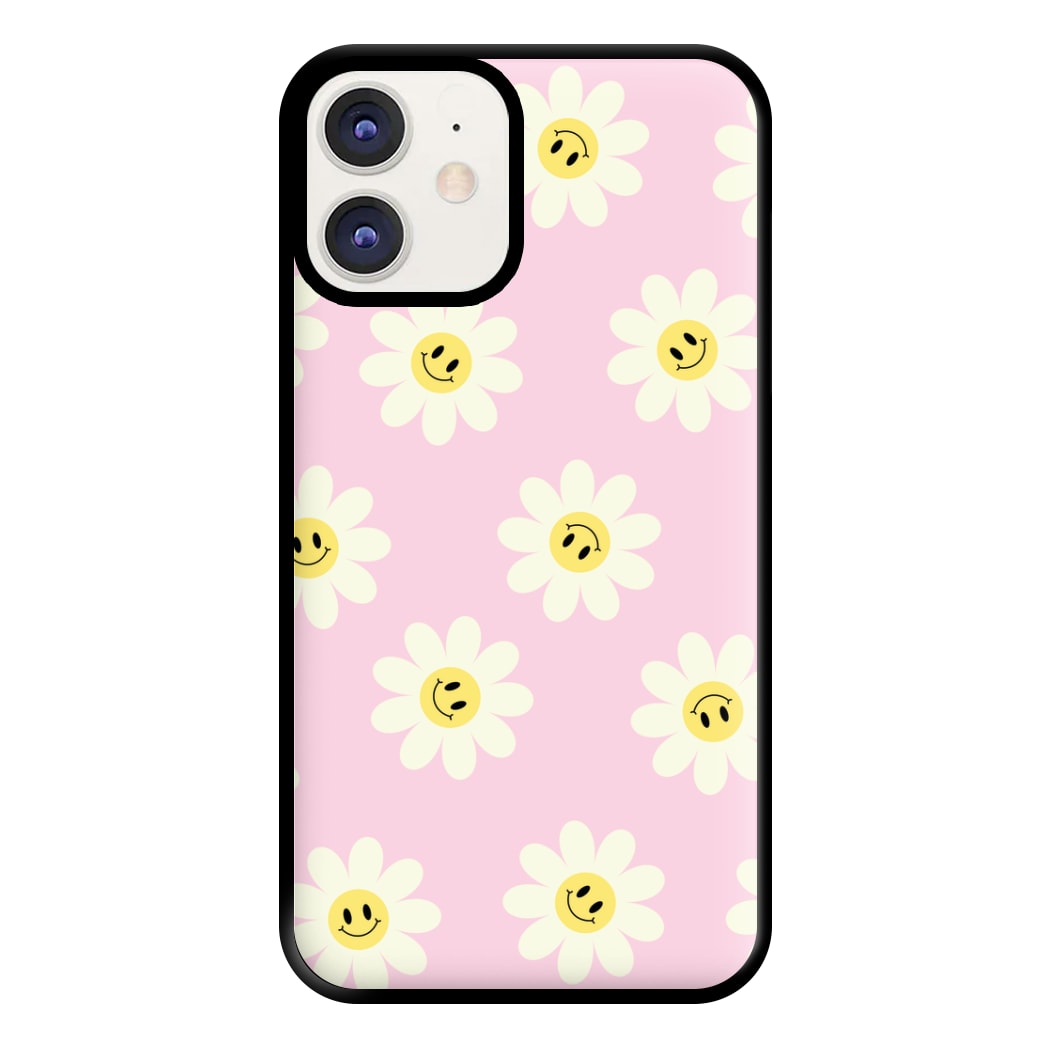 Pastel Pink Smiley Daisies Pattern Phone Case for iPhone 11