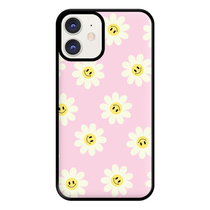 Pastel Pink Smiley Daisies Pattern Phone Case for iPhone 11