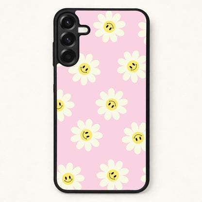 Pastel Pink Smiley Daisies Pattern Phone Case for Galaxy A37