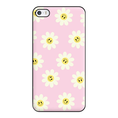 Pastel Pink Smiley Daisies Pattern Phone Case for iPhone 5 / 5s / SE 2016