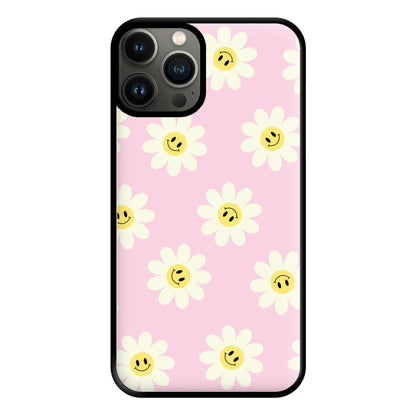 Pastel Pink Smiley Daisies Pattern Phone Case for iPhone 11 Pro Max