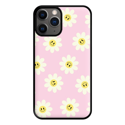 Pastel Pink Smiley Daisies Pattern Phone Case for iPhone 12 Pro Max