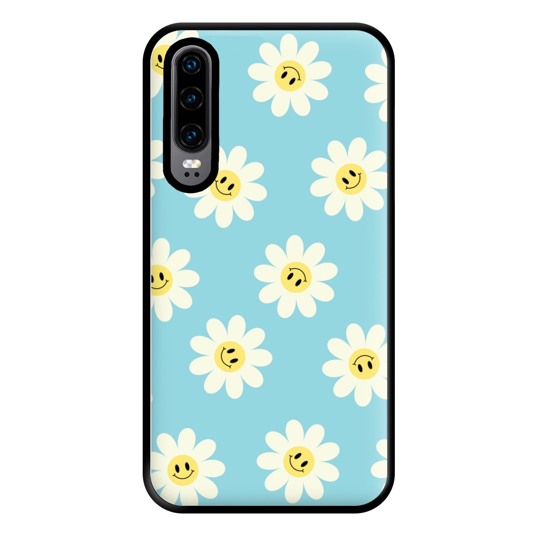 Pastel Blue Smiley Daisies Pattern Phone Case for Huawei P30