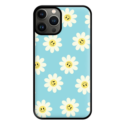 Pastel Blue Smiley Daisies Pattern Phone Case for iPhone 11 Pro Max