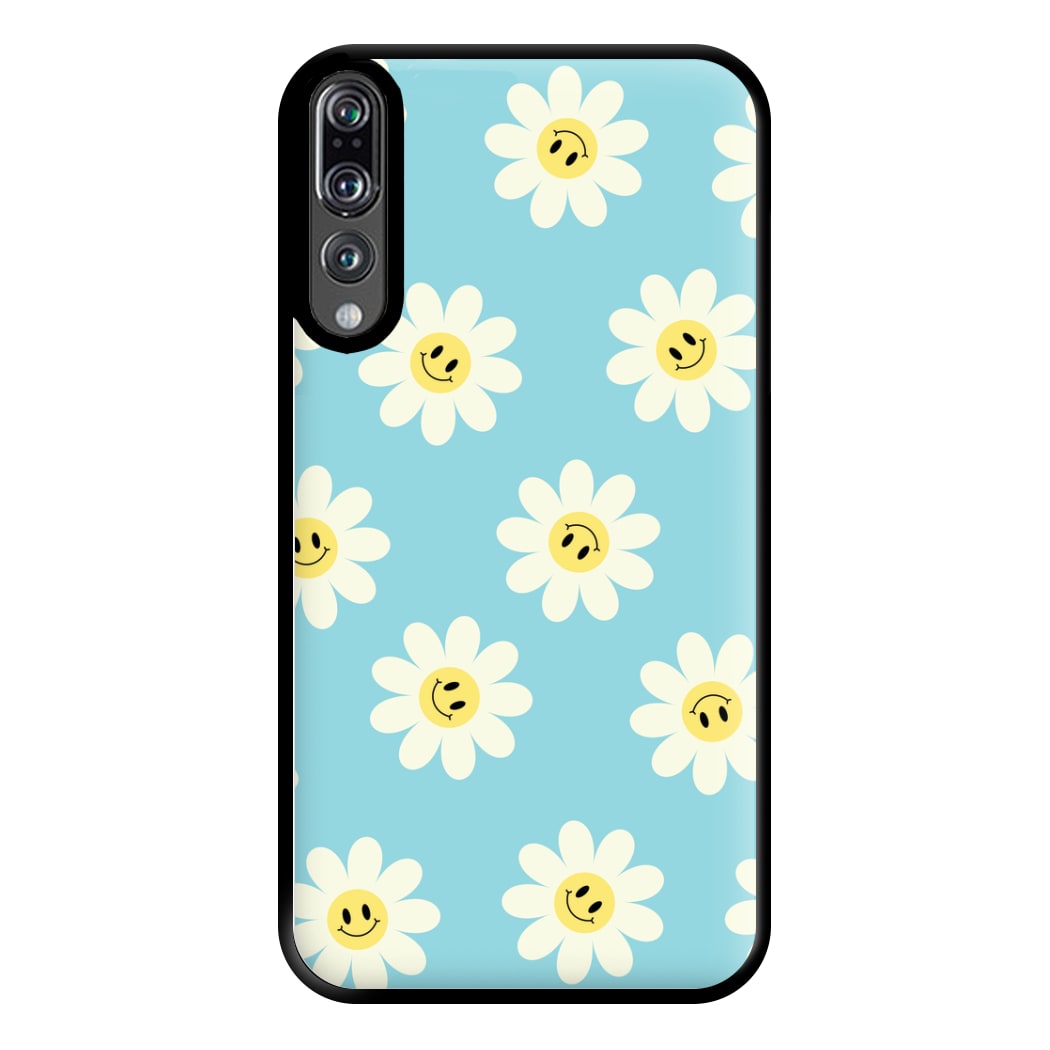 Pastel Blue Smiley Daisies Pattern Phone Case for Huawei P20 Pro