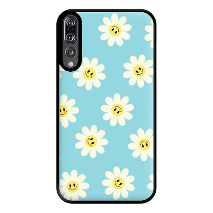 Pastel Blue Smiley Daisies Pattern Phone Case for Huawei P20 Pro