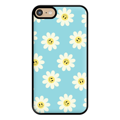 Pastel Blue Smiley Daisies Pattern Phone Case for iPhone 6 / 7 / 8 / SE