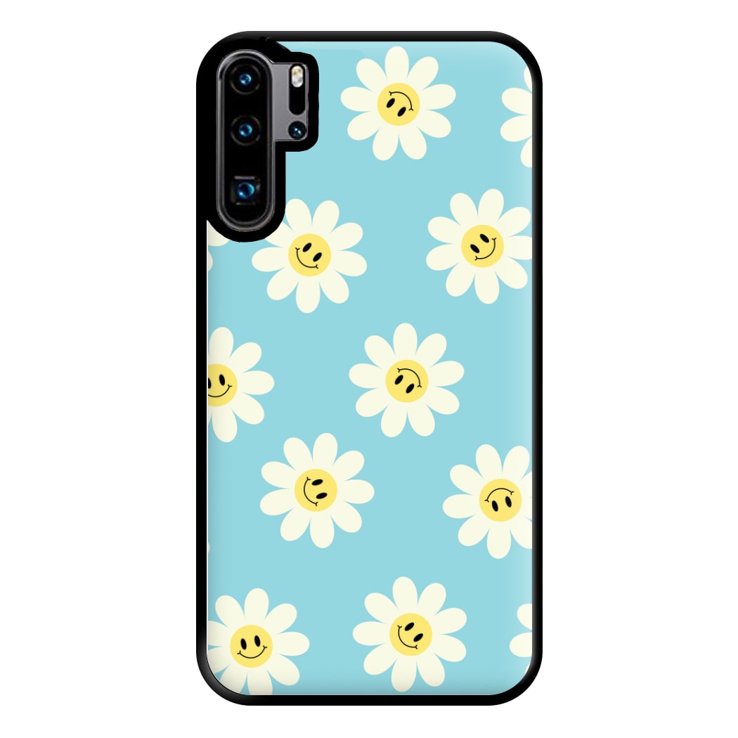 Pastel Blue Smiley Daisies Pattern Phone Case for Huawei P30 Pro