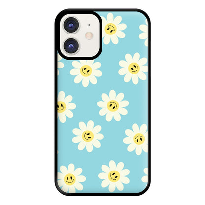 Pastel Blue Smiley Daisies Pattern Phone Case for iPhone 11