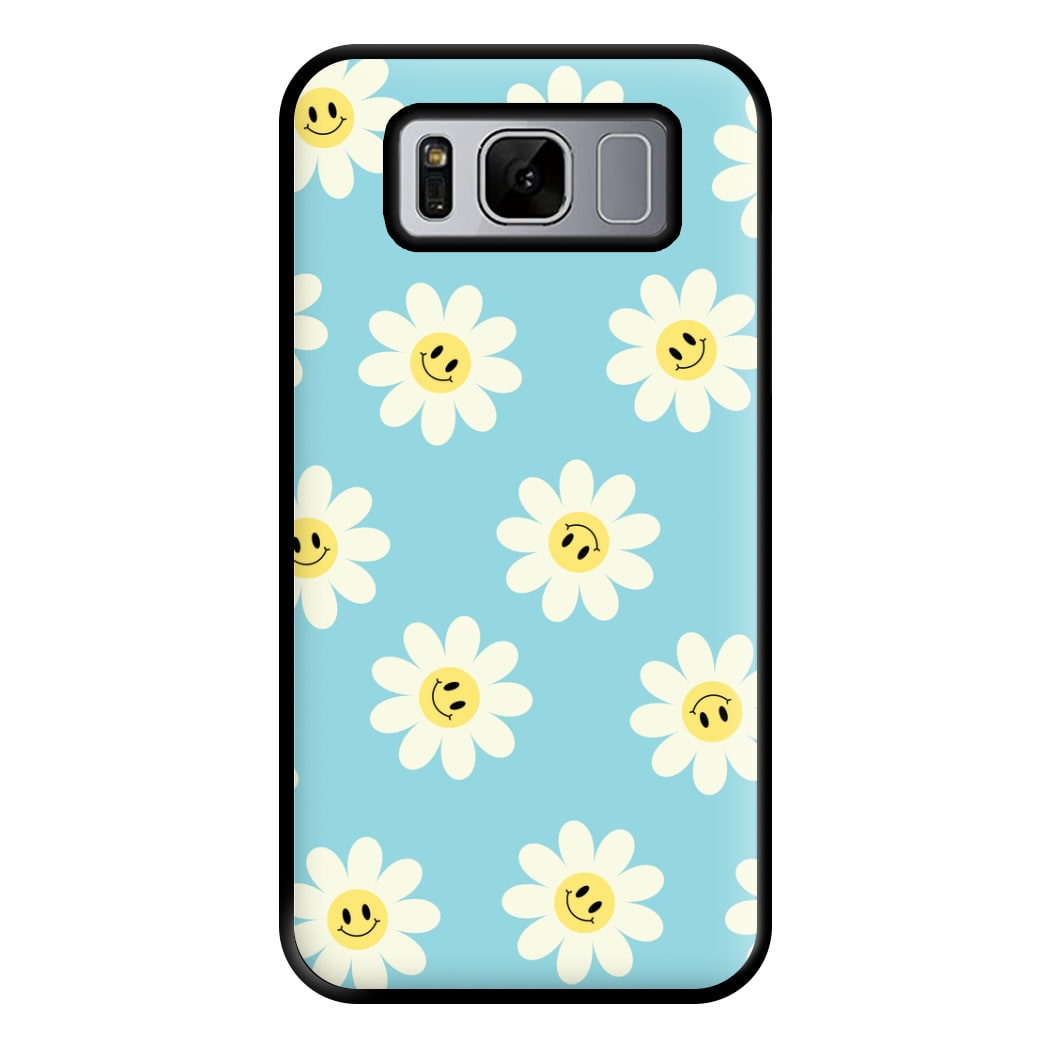 Pastel Blue Smiley Daisies Pattern Phone Case for Galaxy S8 Plus