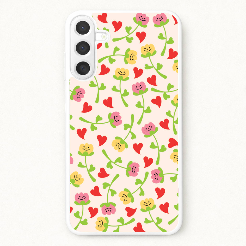 Smiley Tulips And Hearts Pattern Phone Case for Galaxy A37