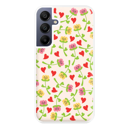 Smiley Tulips And Hearts Pattern Phone Case for Galaxy A16