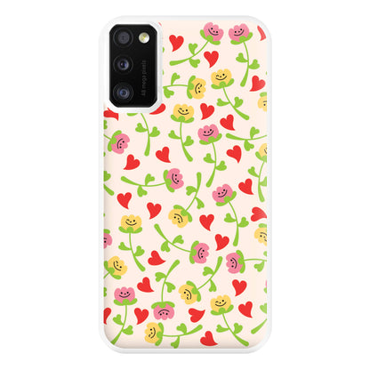 Smiley Tulips And Hearts Pattern Phone Case for Galaxy A41