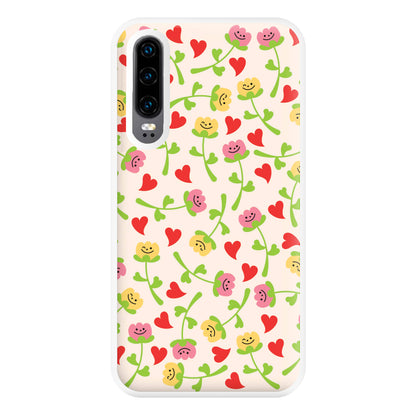Smiley Tulips And Hearts Pattern Phone Case for Huawei P30
