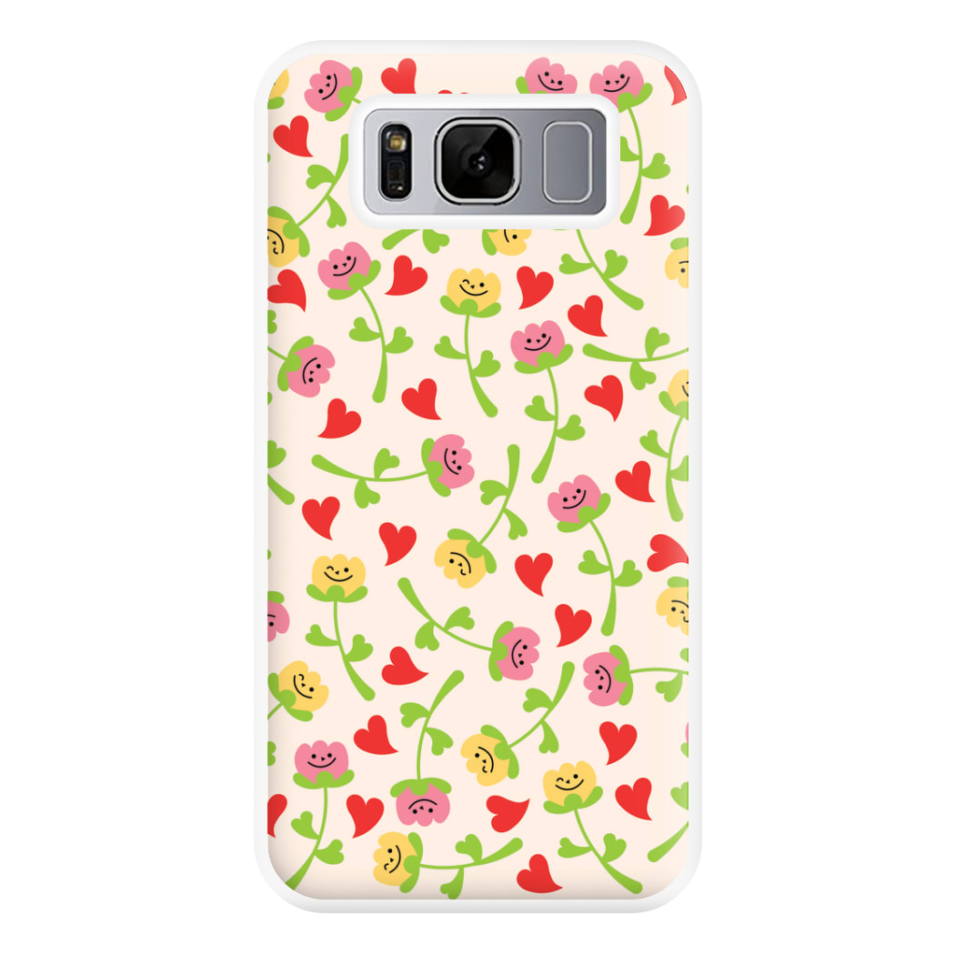 Smiley Tulips And Hearts Pattern Phone Case for Galaxy S8 Plus