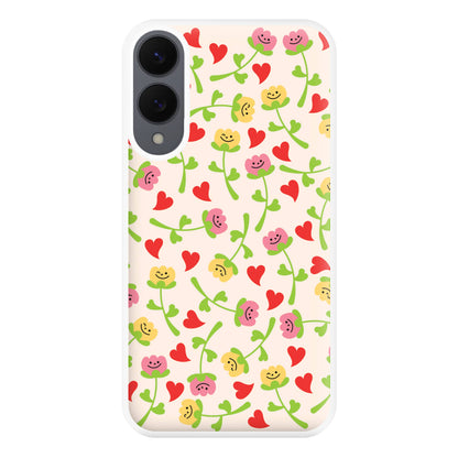 Smiley Tulips And Hearts Pattern Phone Case for Galaxy S25 Edge