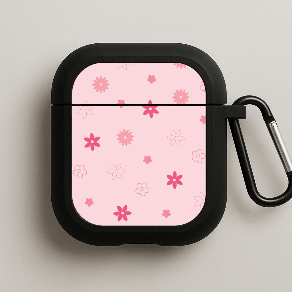 Flower Types Pattern Pink AirPods Case