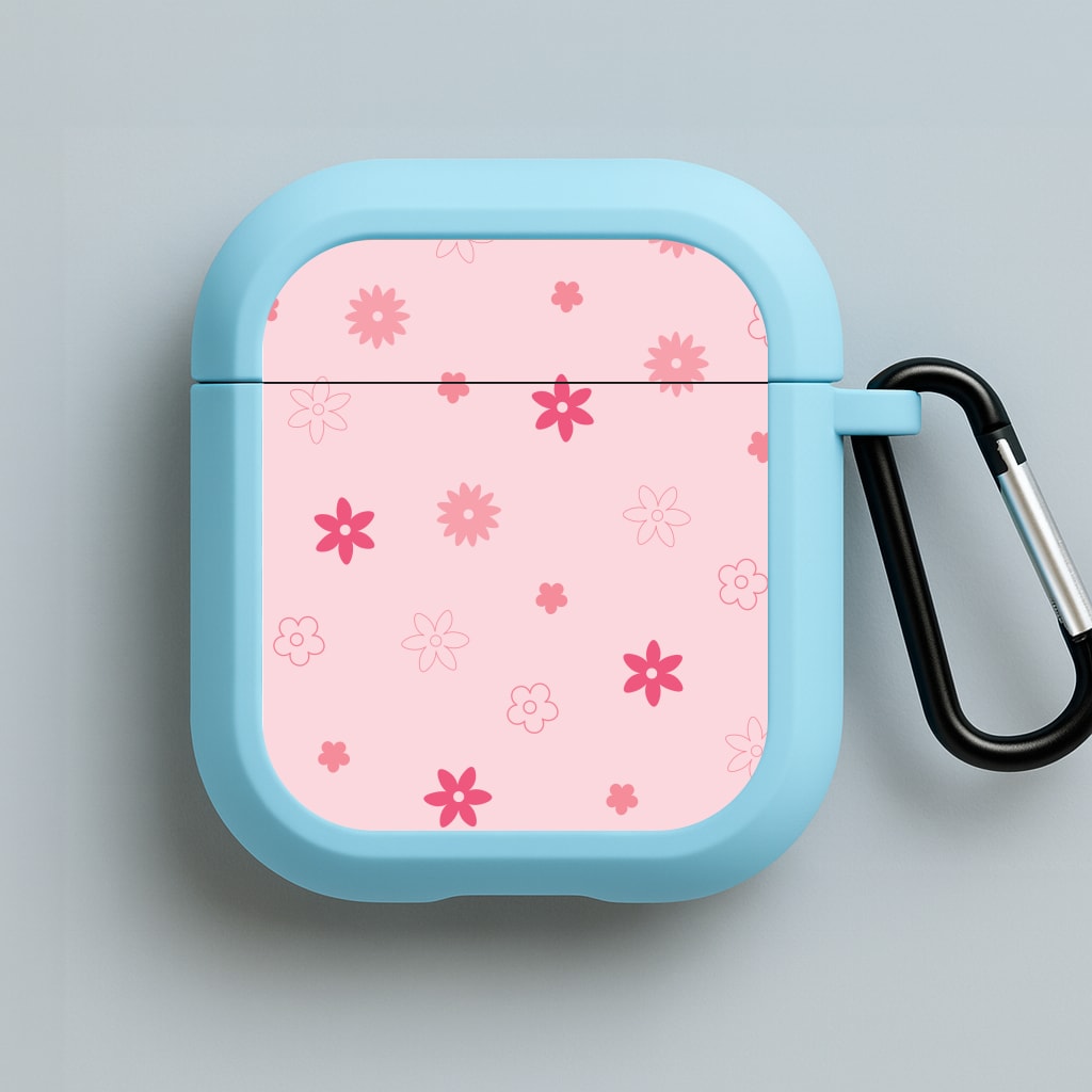 Flower Types Pattern Pink Blue AirPods Case