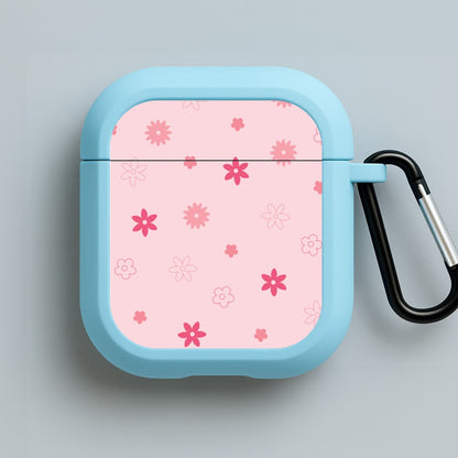 Flower Types Pattern Pink Blue AirPods Case