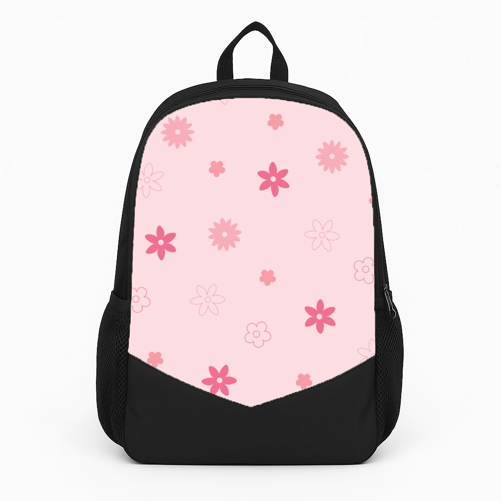 Flower Types Pattern Pink Large Backpack