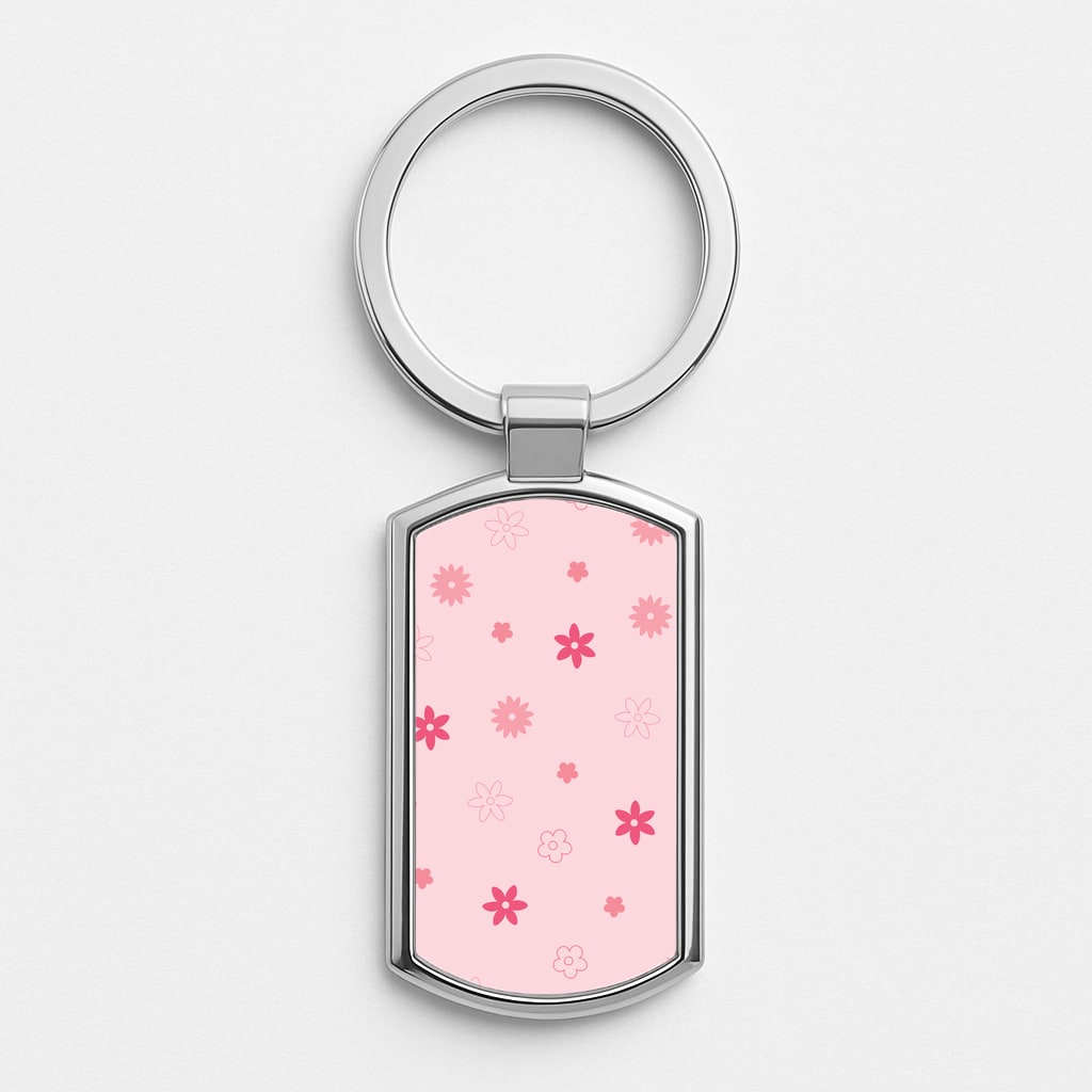 Flower Types Pattern Pink Luxury Keyring