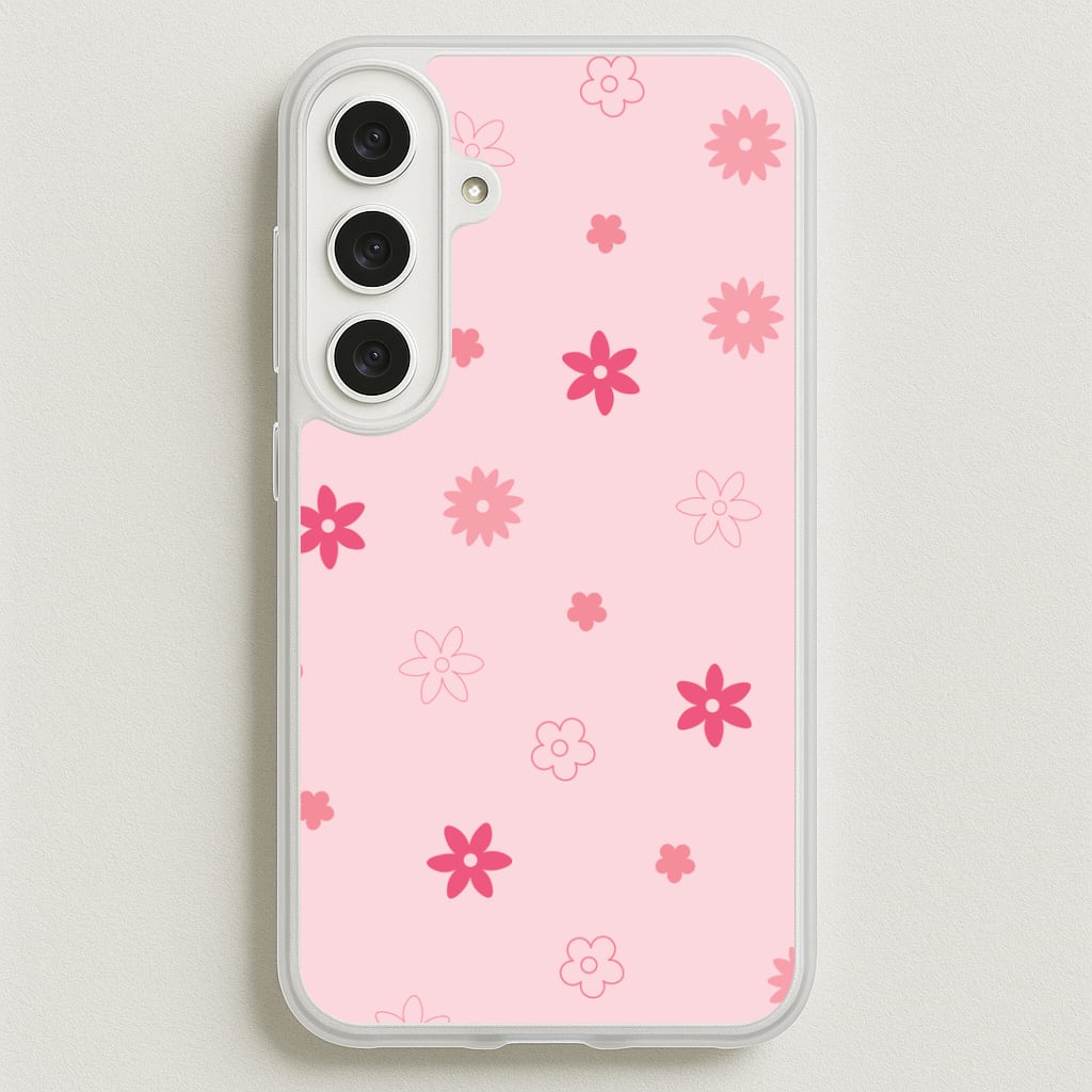 Flower Types Pattern Pink Phone Case for Galaxy S25FE