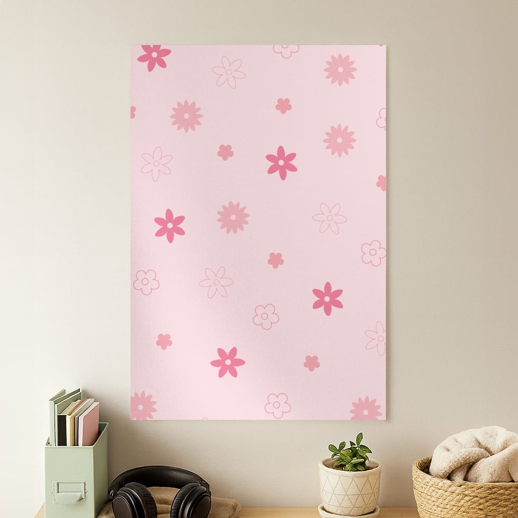 Flower Types Pattern Pink Poster