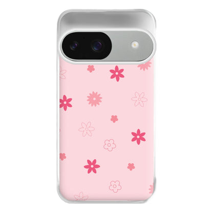Flower Types Pattern Pink Phone Case for Google Pixel 9 / 9 Pro