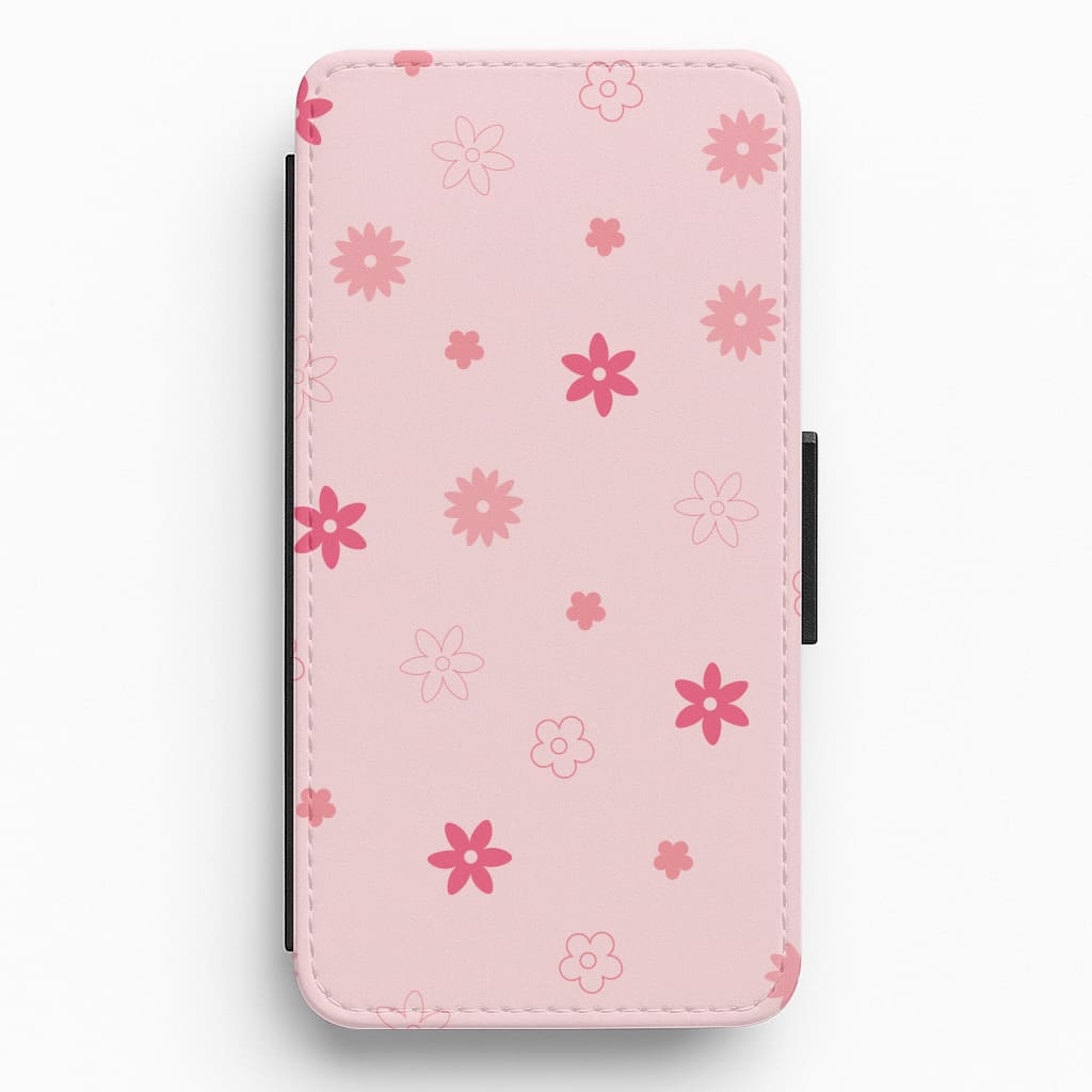 Flower Types Pattern Pink Flip / Wallet Phone Case