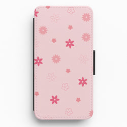 Flower Types Pattern Pink Flip / Wallet Phone Case