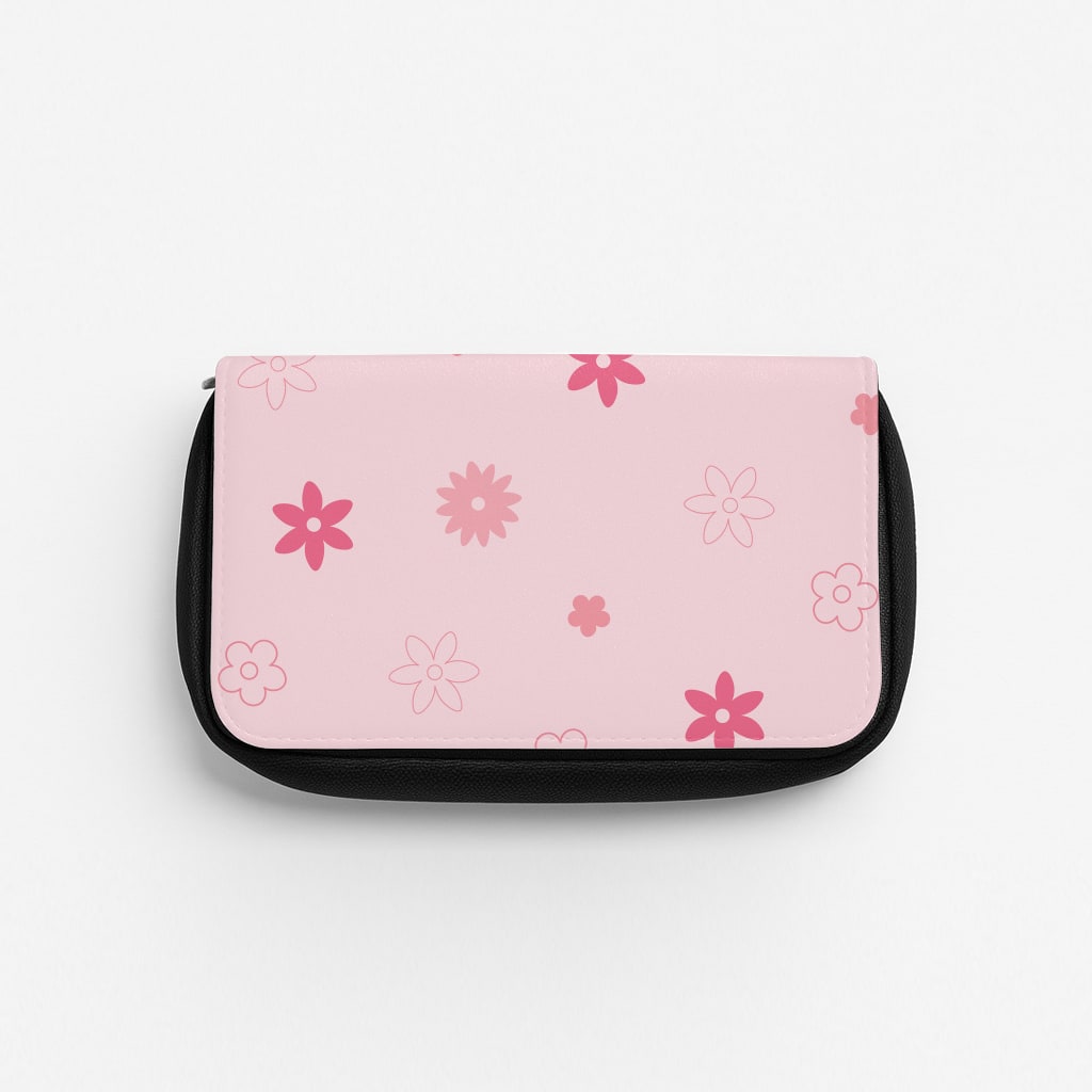 Flower Types Pattern Pink Pencil Case