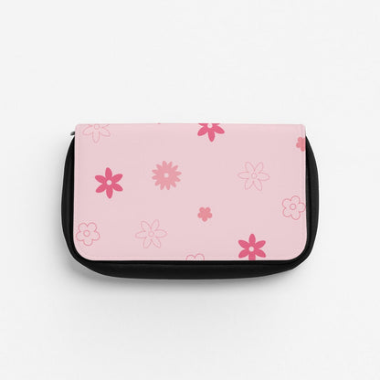 Flower Types Pattern Pink Pencil Case