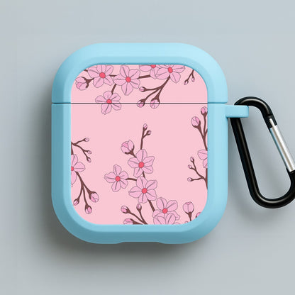 Cherry Blossom Pattern Blue AirPods Case