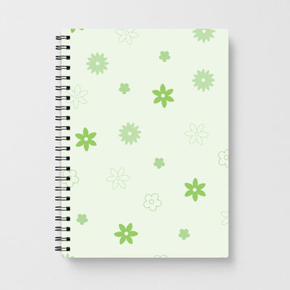 Flower Types Pattern Green Notebook