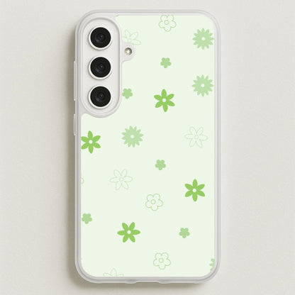 Flower Types Pattern Green Phone Case for Galaxy S25FE