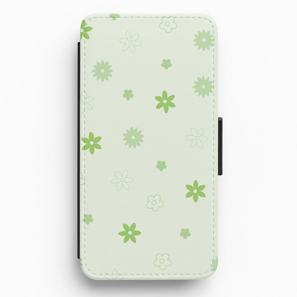 Flower Types Pattern Green Flip / Wallet Phone Case