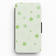 Flower Types Pattern Green Flip / Wallet Phone Case 1