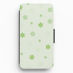 Flower Types Pattern Green Flip / Wallet Phone Case