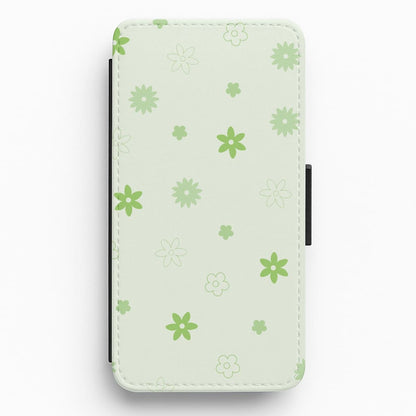 Flower Types Pattern Green Flip / Wallet Phone Case