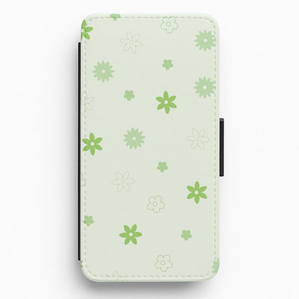 Flower Types Pattern Green Flip / Wallet Phone Case