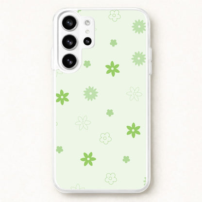 Flower Types Pattern Green Phone Case for Galaxy S26 Ultra