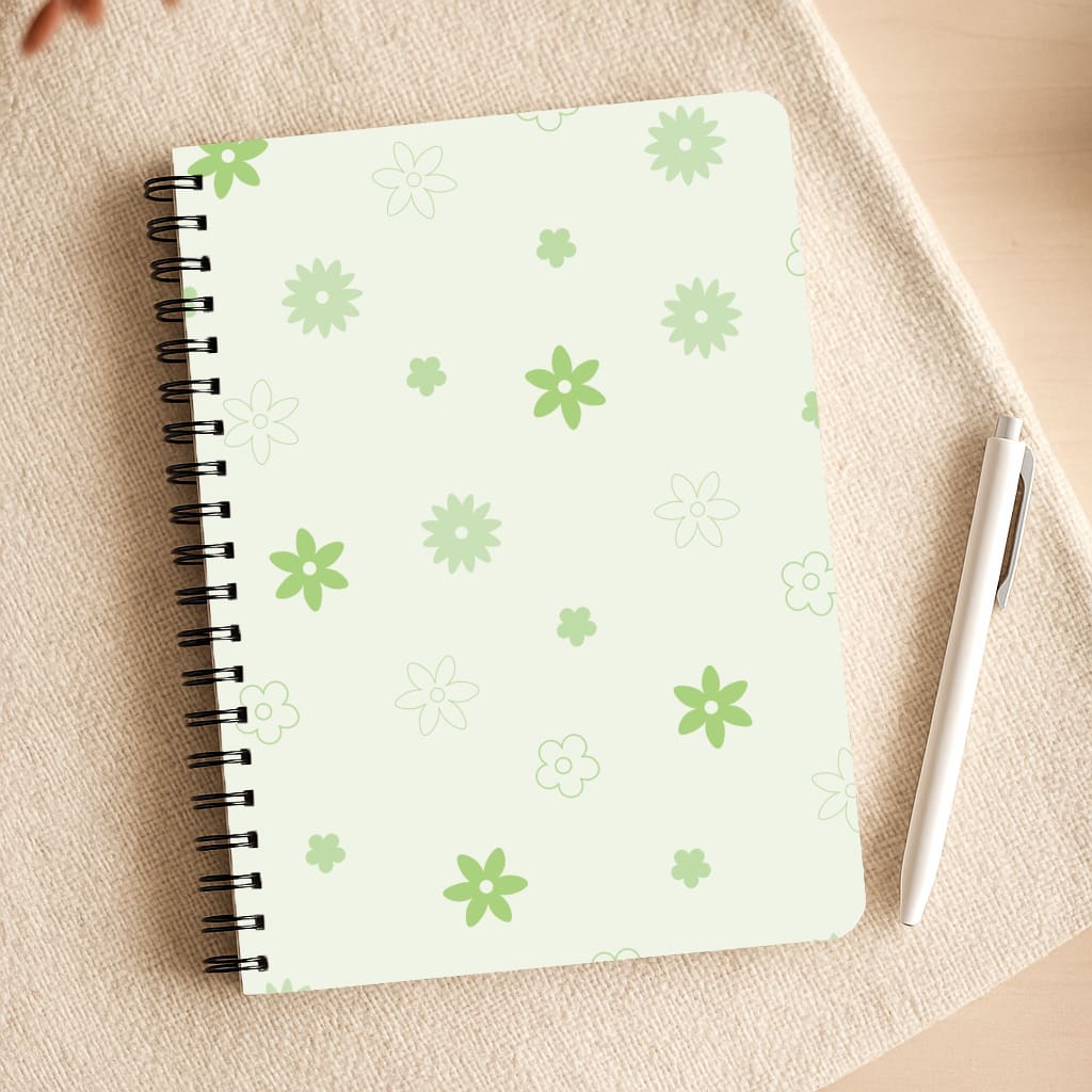 Flower Types Pattern Green Notepad