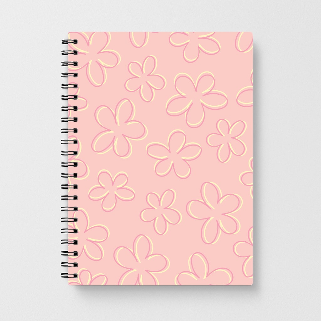 Abstract Flower Outlines Pattern Notebook