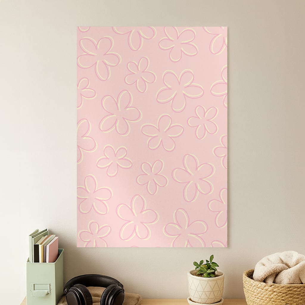 Abstract Flower Outlines Pattern Poster