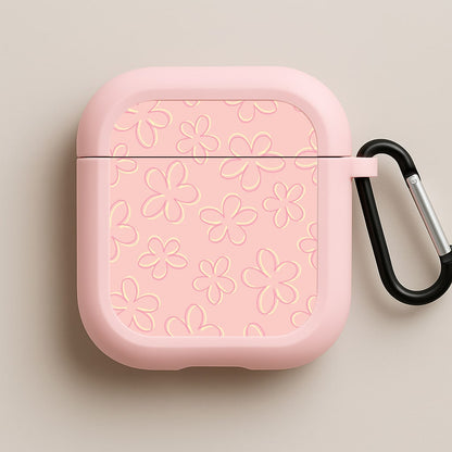 Abstract Flower Outlines Pattern Pink AirPods Case
