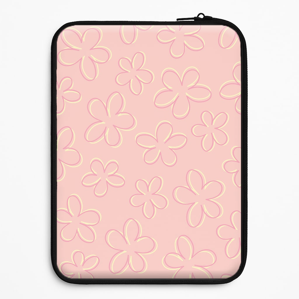 Abstract Flower Outlines Pattern Laptop Sleeve
